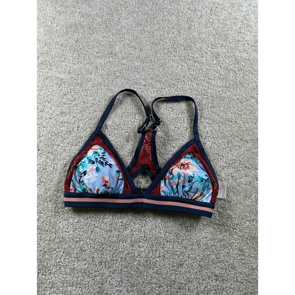 Xhilaration Women's Floral Bikini Swim Top XS Navy Blueโ Lace